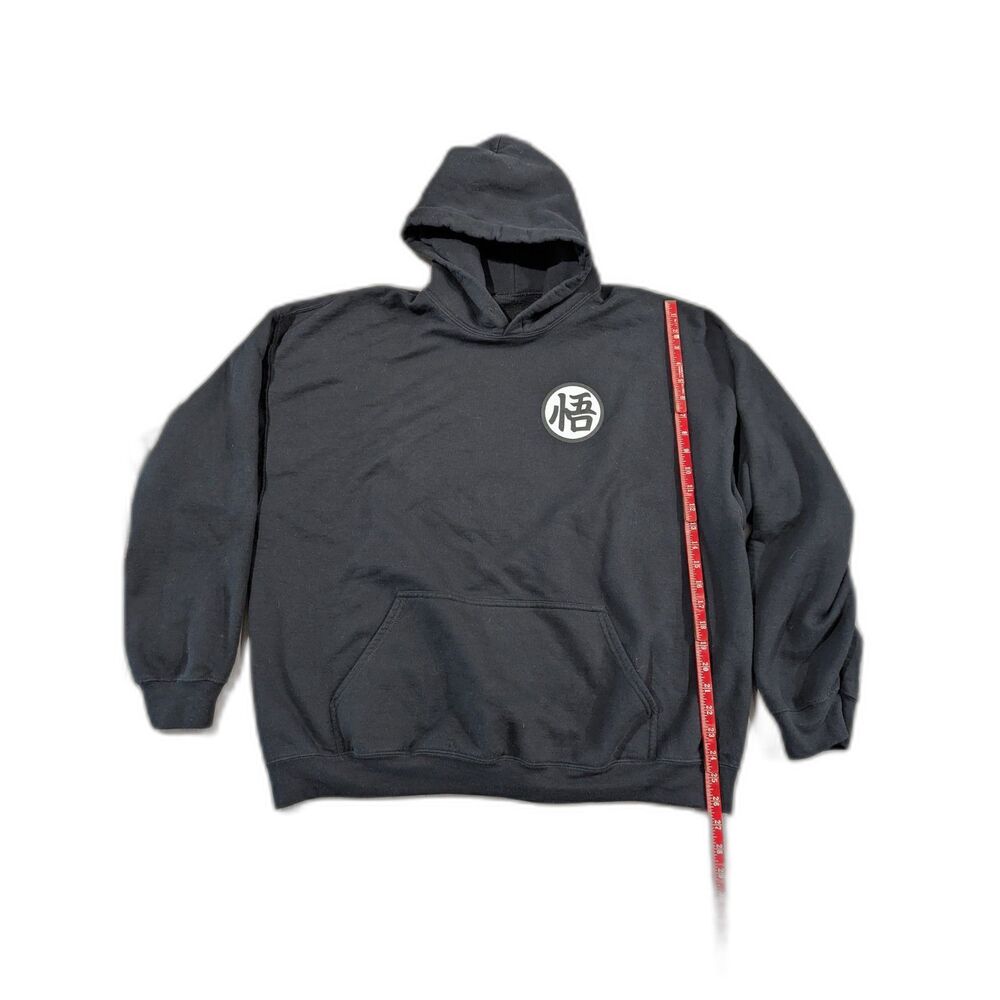 Dragon Ball Z Goku Go Kanji Pullover Hoodie Sweatshirt Black Men's 2XL
